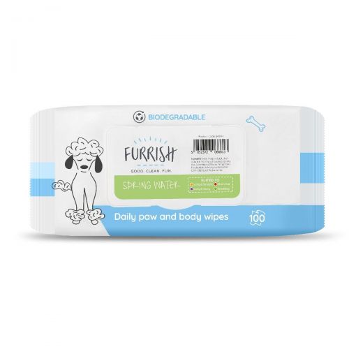 Furrish Daily Bath Wipes 100Pack Spring Water