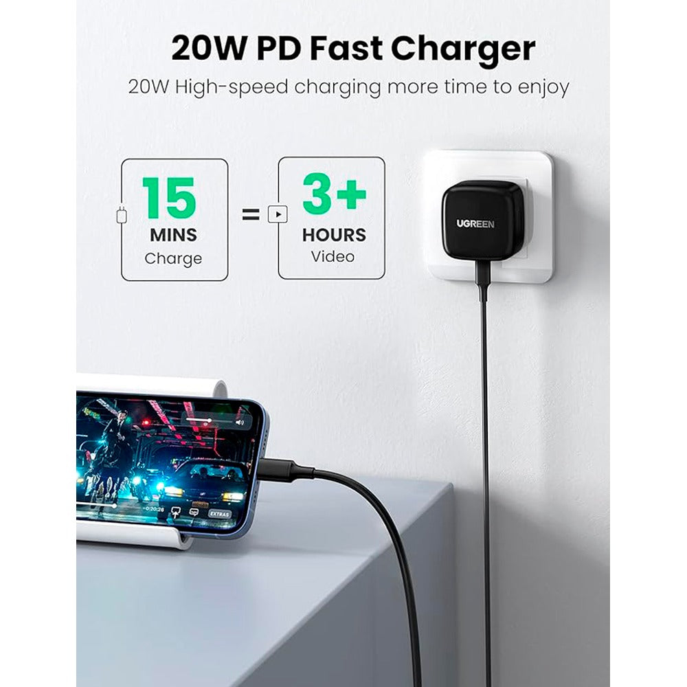UGreen 20W PD USB-C Fast Charger UK - Black