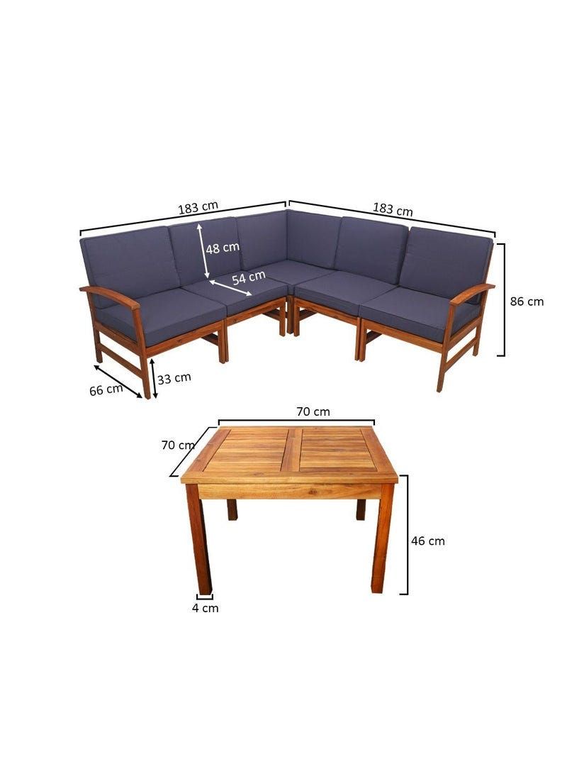 طقم أثاث فناء خارجي على شكل أريكة على شكل حرف L