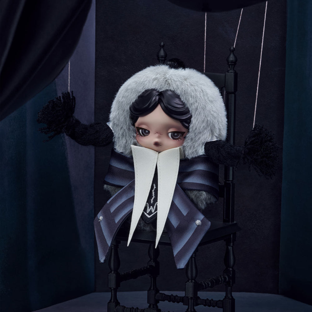 Popmart Skullpanda Wednesday Plush (Nevermore Academy Uniform Version)