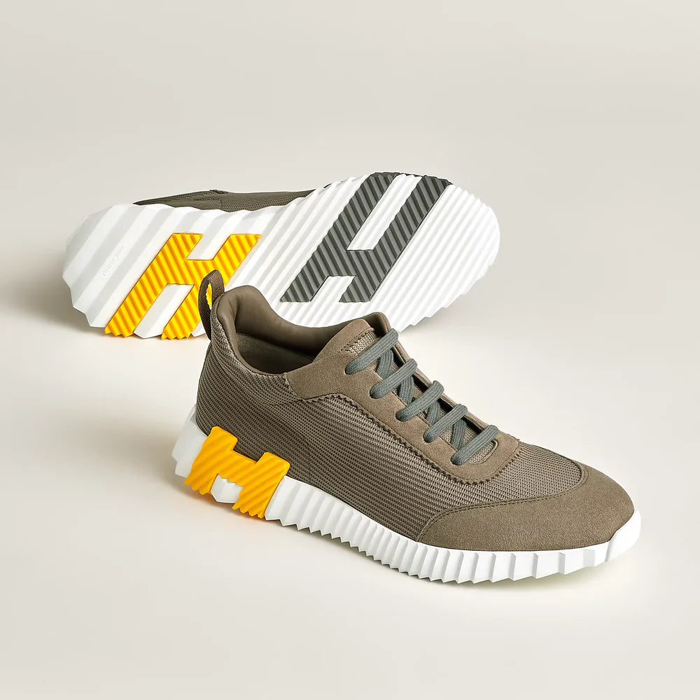 Hermes Bouncing Sneaker "Etoupe/Yellow" - 41.5 EU