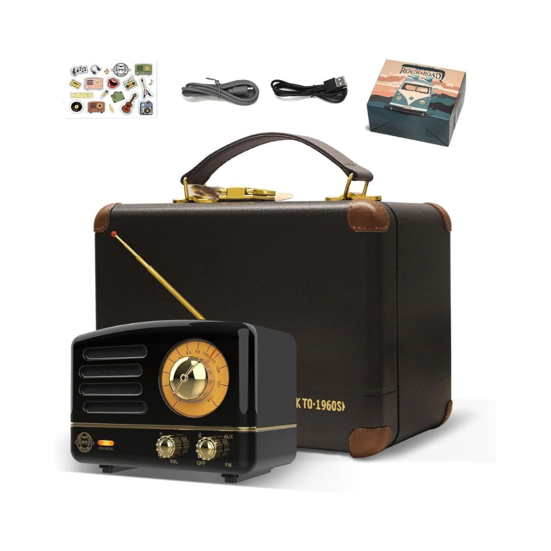 مكبر صوت Muzen OTR Metal اللاسلكي المحمول FM-BT – (أسود)