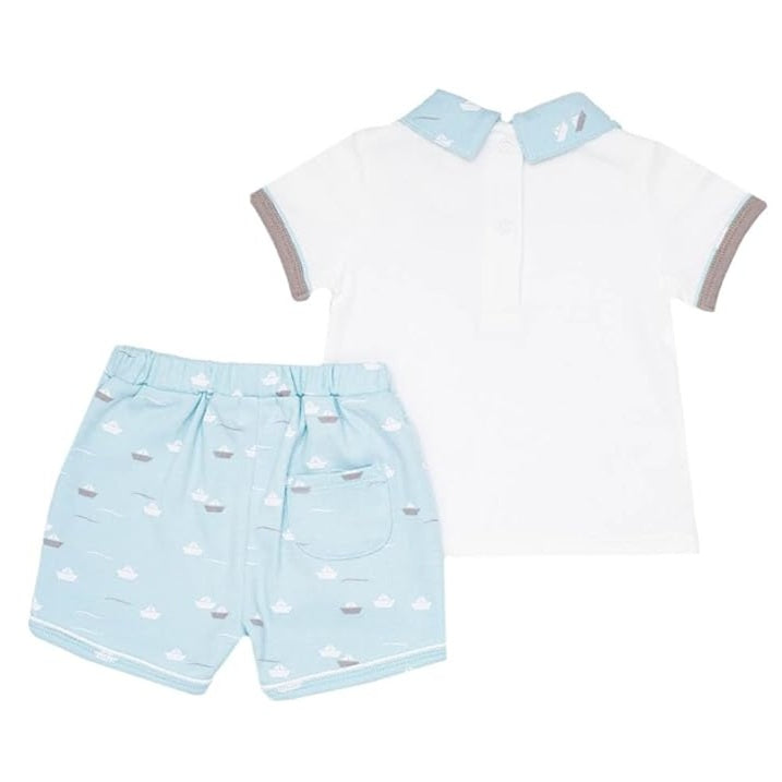 MOON 100% Cotton T-Shirt and Shorts 0-3M Teal - Little Boat