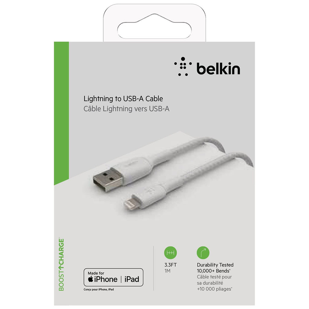 Belkin Premium Braided A-Ltg Cable 1M, White