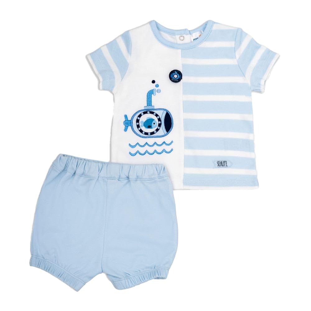 MOON 100% Cotton T-Shirt and Shorts 0-3M Blue - Little Submarine