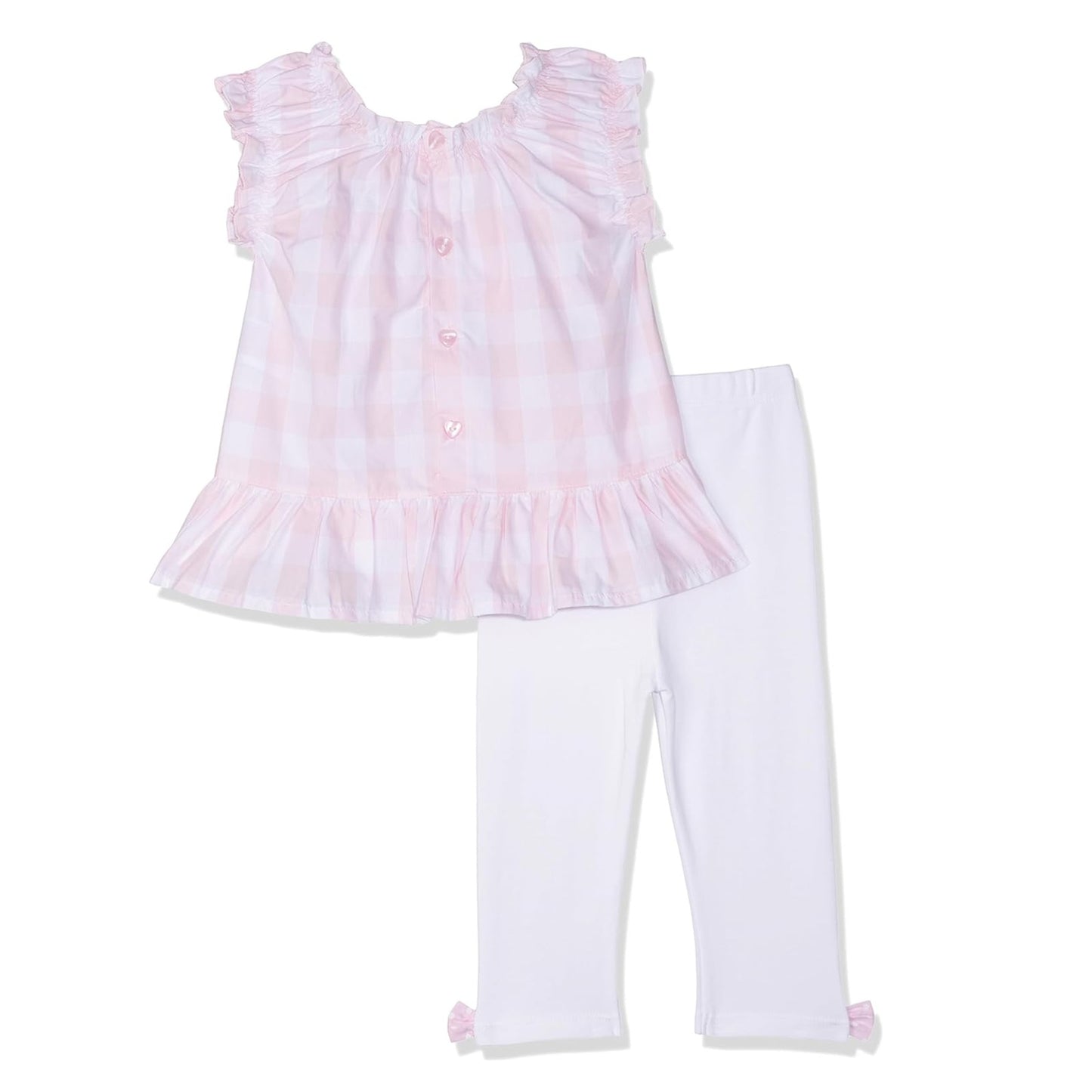 MOON 100% Cotton Tunic Top and Leggings 9-12M Pink - Pink Gingham