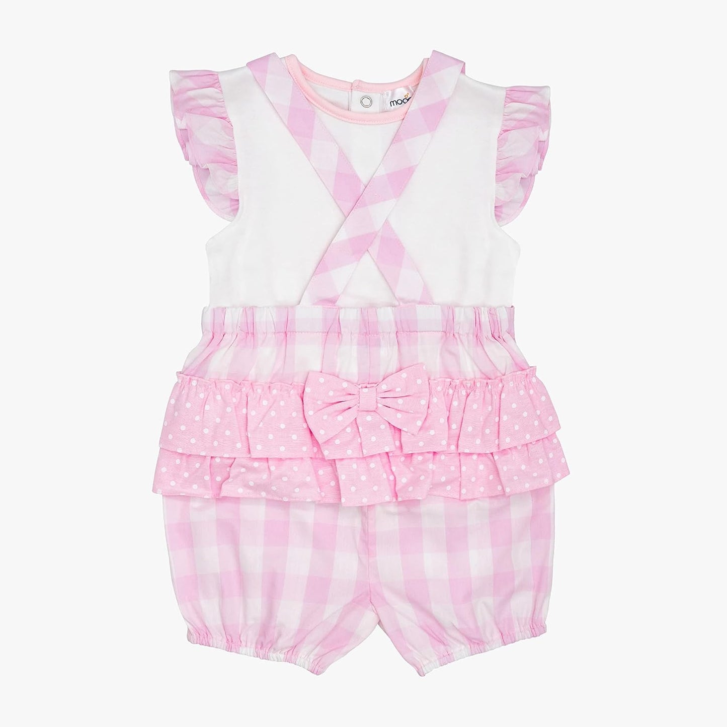 MOON 100% Cotton Top and Dungaree 18-24M Pink - Pink Gingham