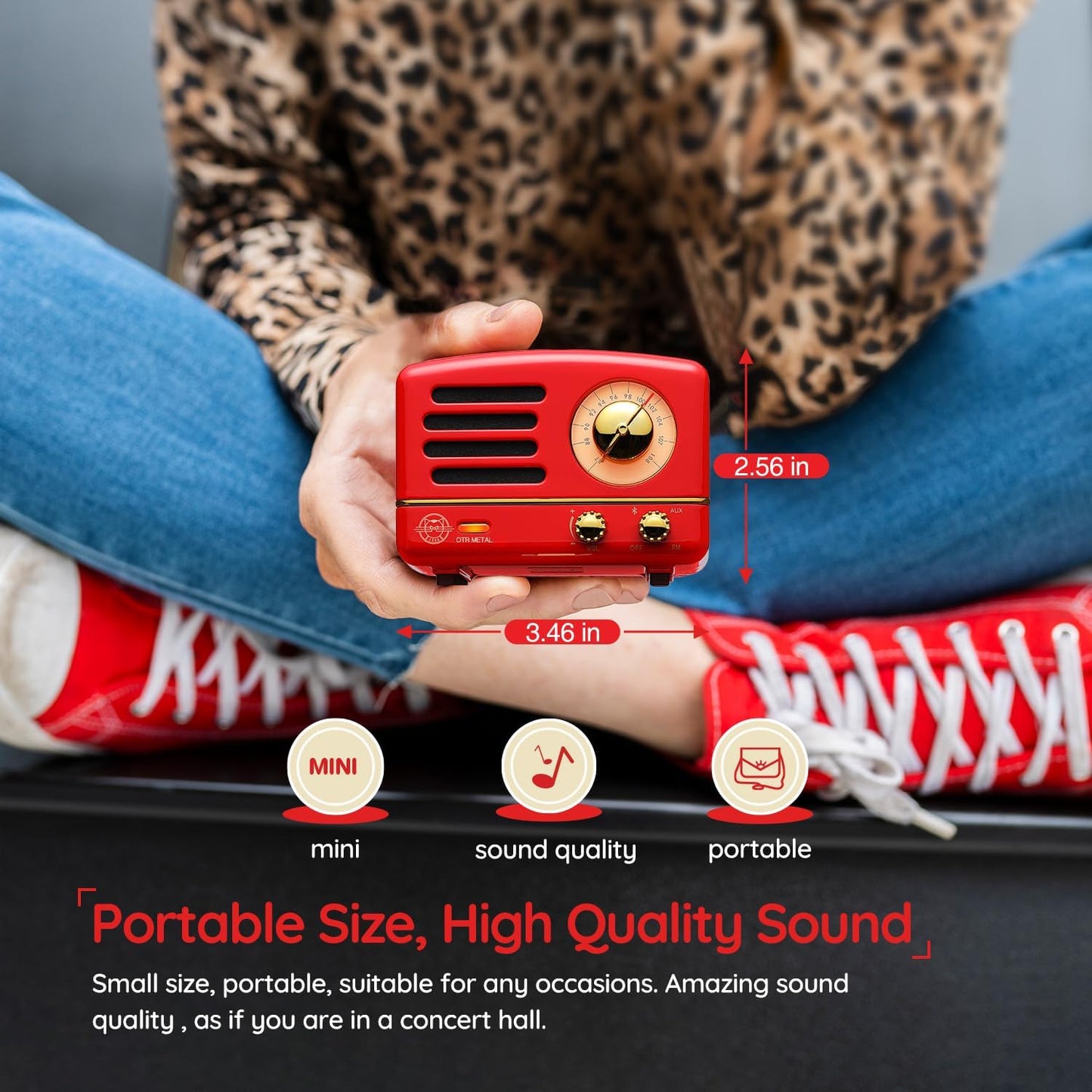 Muzen OTR Metal Wireless Portable FM-BT Speaker – (Red)