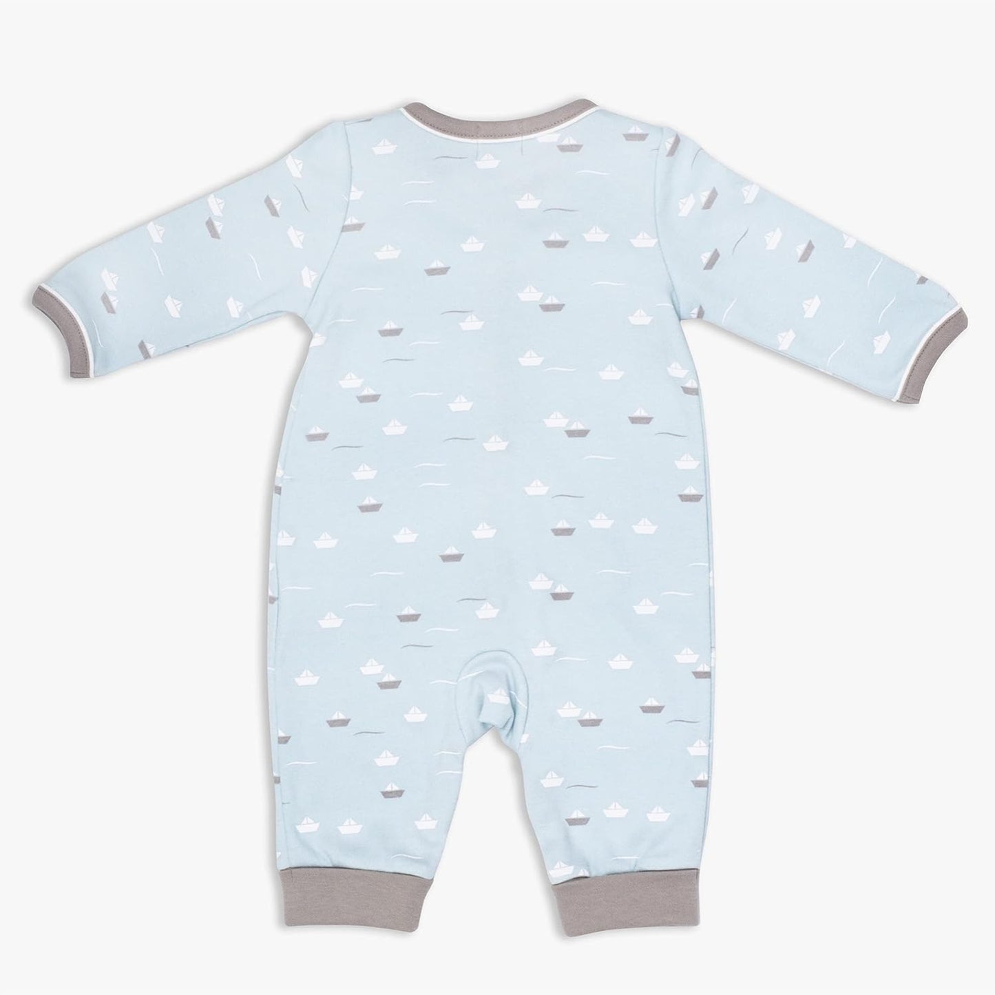 MOON 100% Cotton Sleepsuit, Hat And Bib 3pcs 1-3M Teal - Little Boat