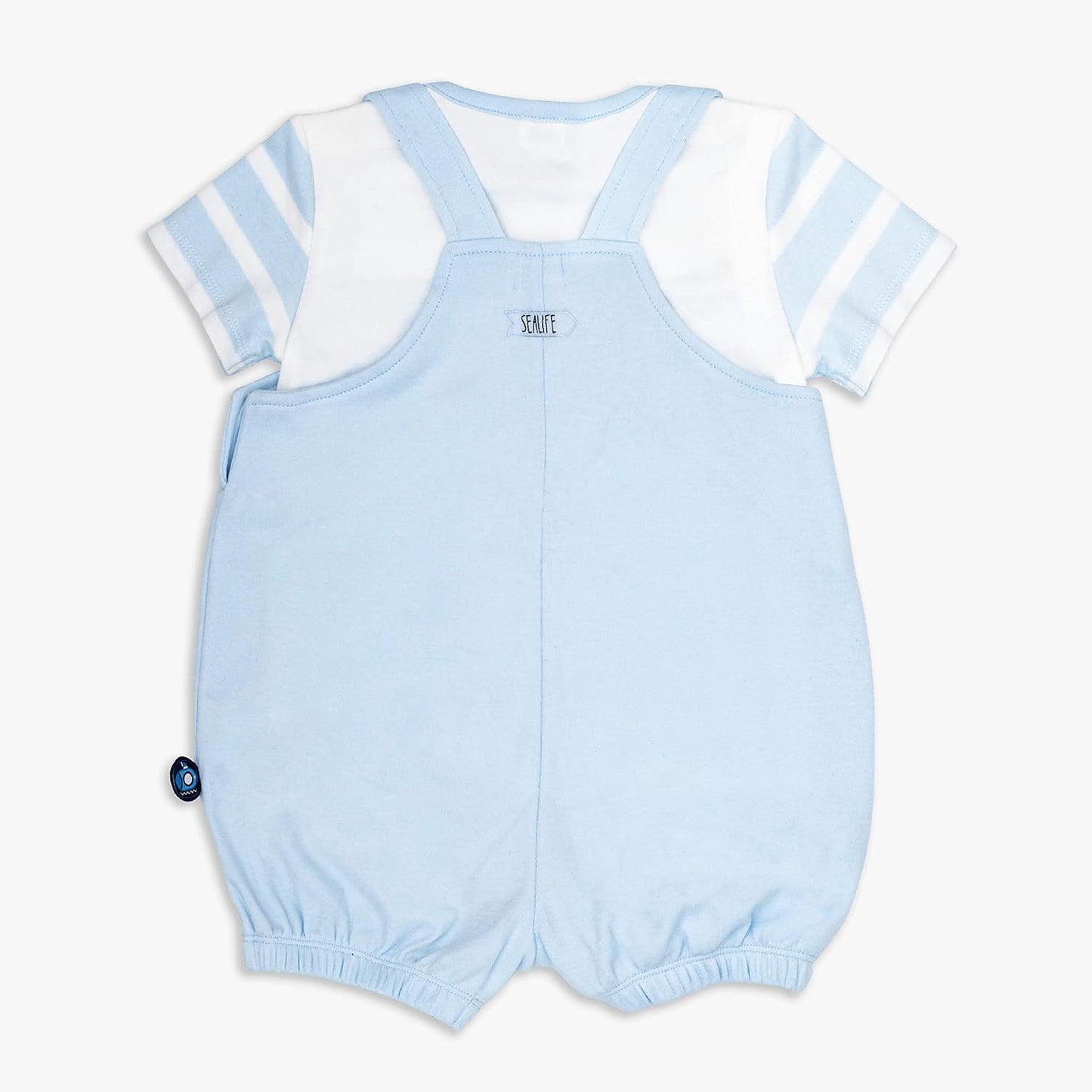 MOON 100% Cotton T-Shirt and Dungaree 12-18M Blue - Little Submarine