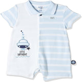 MOON 100% Cotton Romper With Collar 3-6M Blue - Little Submarine