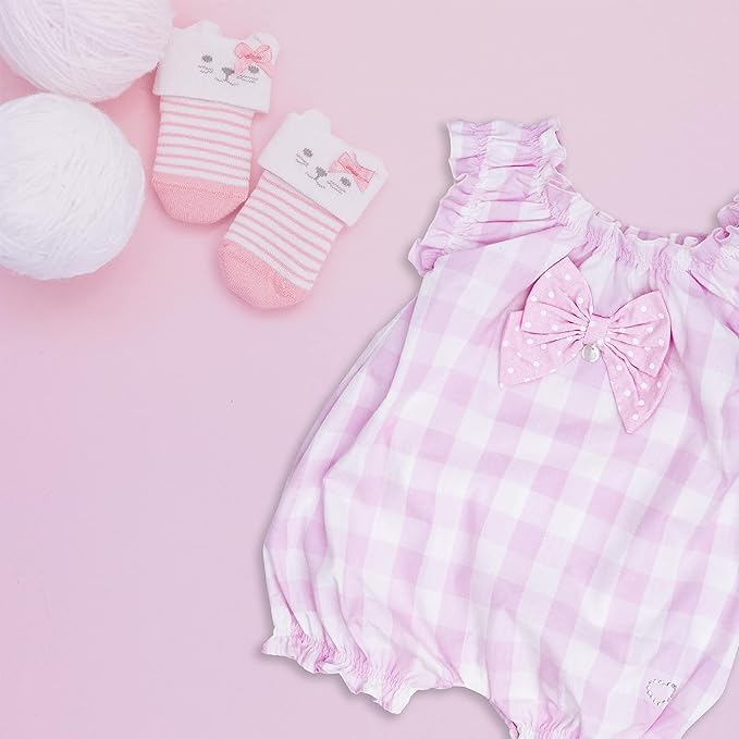 MOON 100% Cotton Romper 3-6M Pink - Pink Gingham