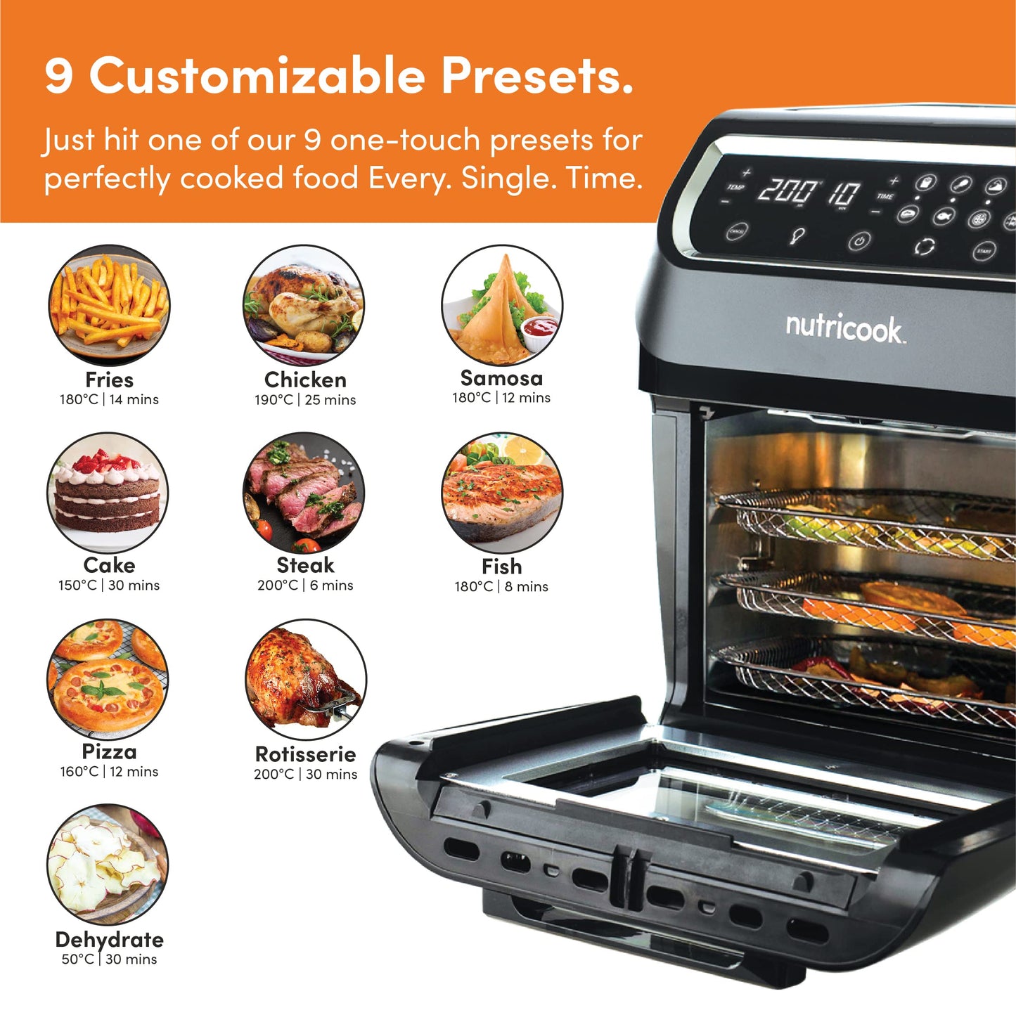 نيوتري كوك - فرن قلاية هوائية 12 لتر 1800 واط - أسود