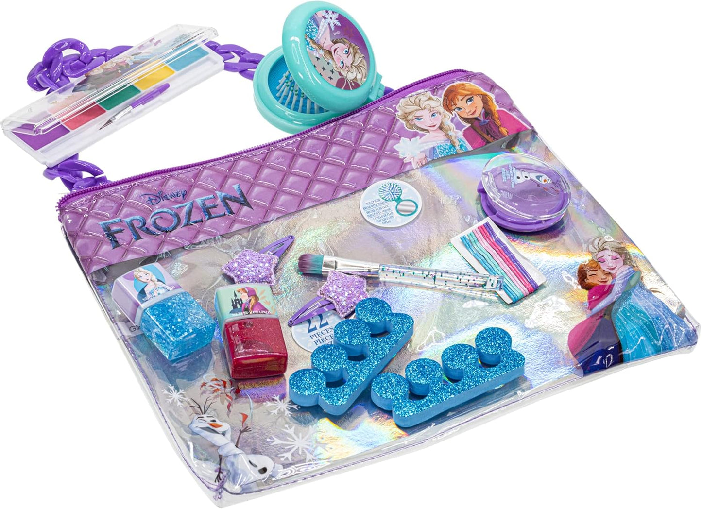 Townley Girl Disney Frozen Cosmetic Chain Bag - 22 Pieces