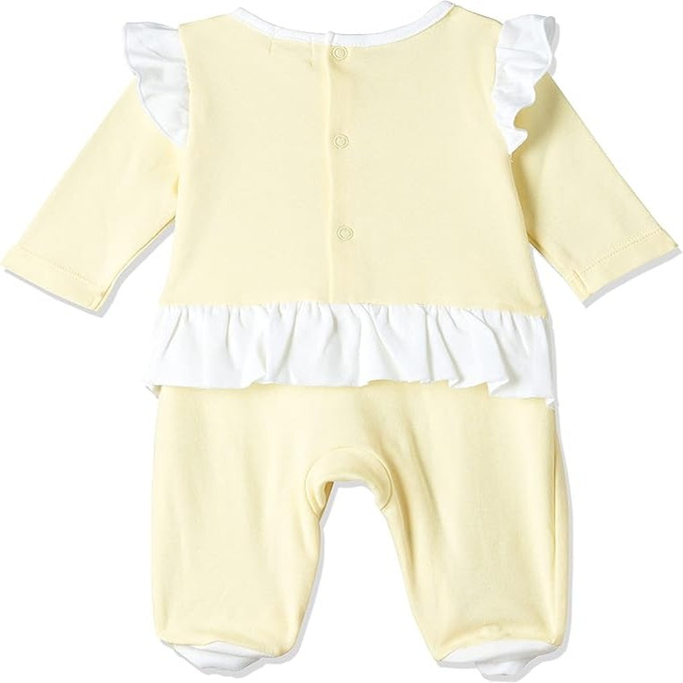 MOON 100% Cotton Sleepsuit 3-6M Yellow - Lemon Hearts