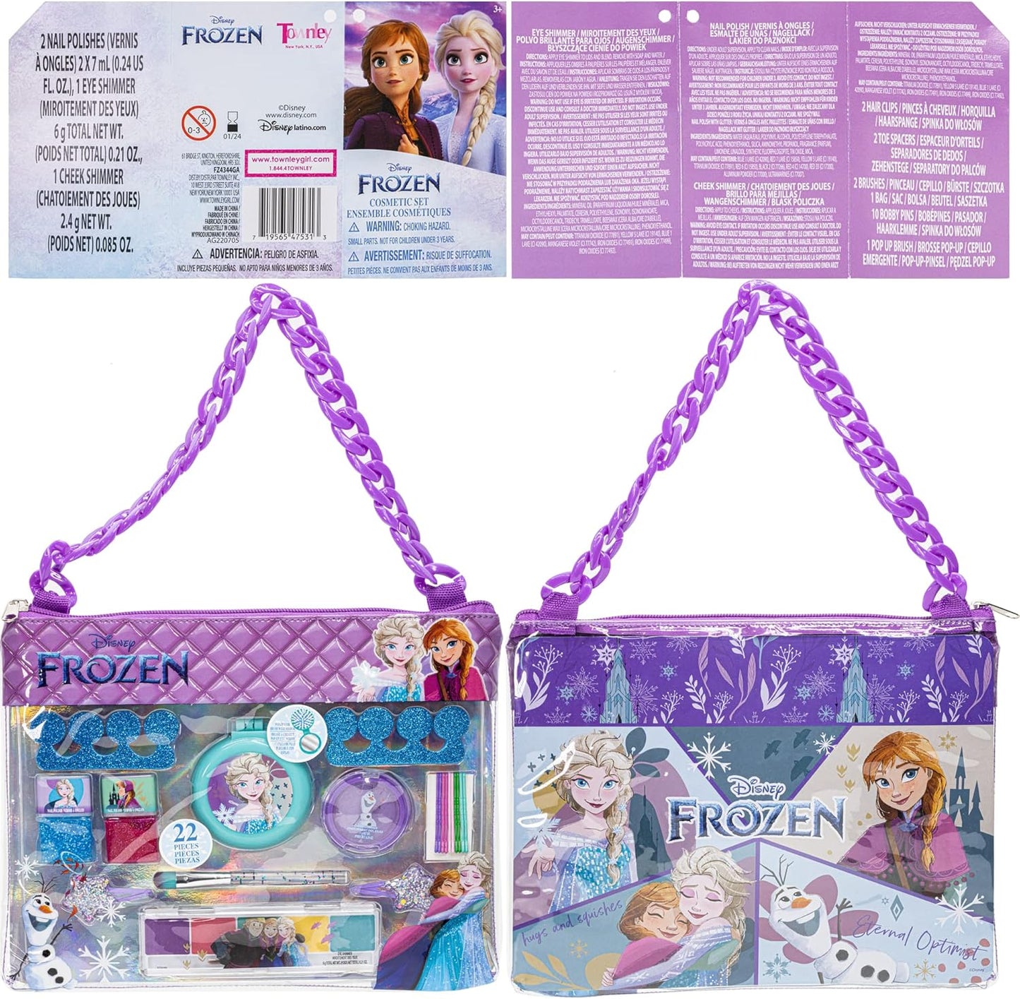 Townley Girl Disney Frozen Cosmetic Chain Bag - 22 Pieces