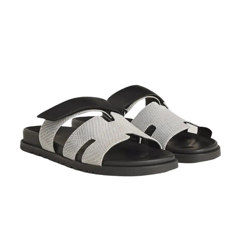 Hermes Chypre Sandals "Grey and Black" - 41 EU
