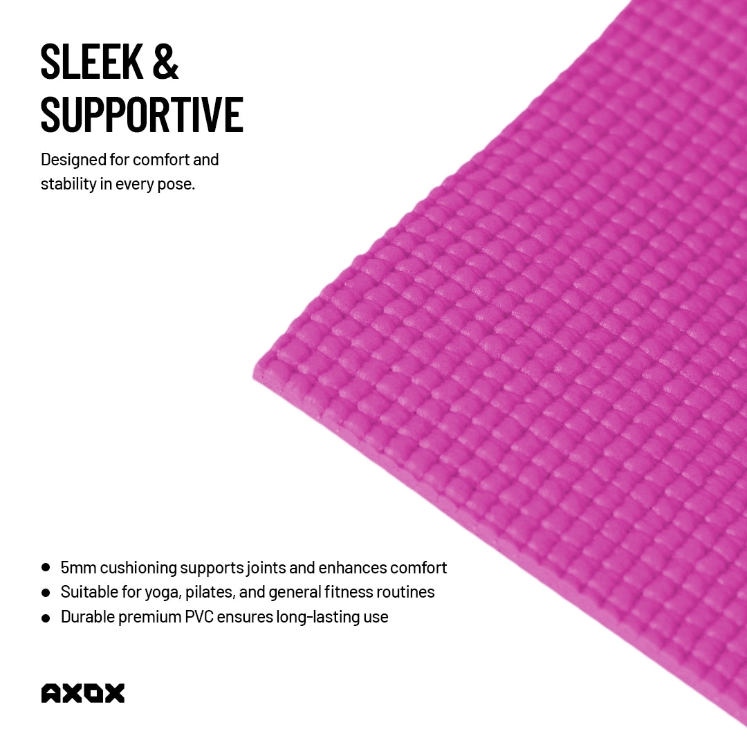 Axox Fitness Yoga/Exercise Mat - 5mm - Pink