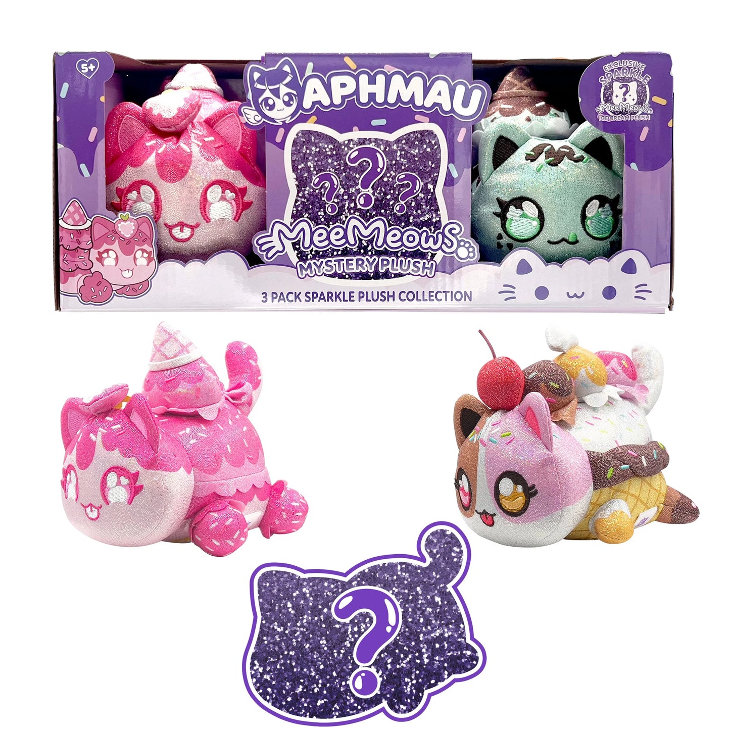 Aphmau MeeMeow Plush 3pk Sparkle Ice Cream 6inch