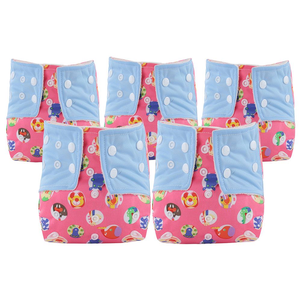 Babamama - Baby Reusable Swim Diapers - Pink - Pack of 5