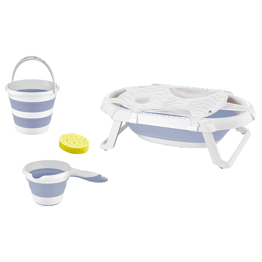 Babyjem - 5-Piece Folding Bath Set for Babies - Newborn - Blue - 0 Months+
