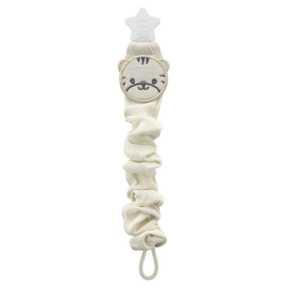 Babyjem - Ecru Tiger Pacifier Holder - Newborn - Cream - 0 Months+