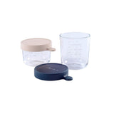 Beaba - Conservation Jar Glass Set of 2 - Pink & Dark Blue