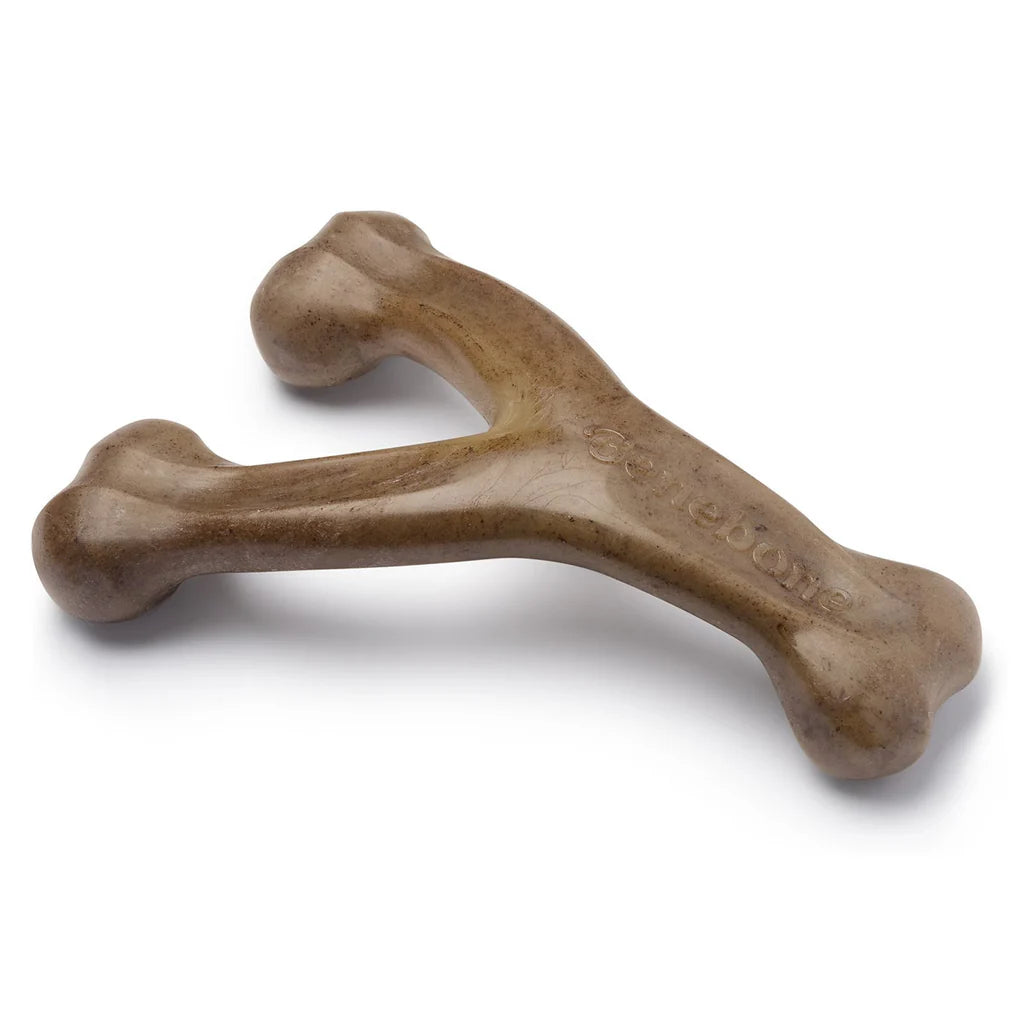Benebone Wishbone Dog Chew Toy for Aggressive Chewer Bacon Flavor Small