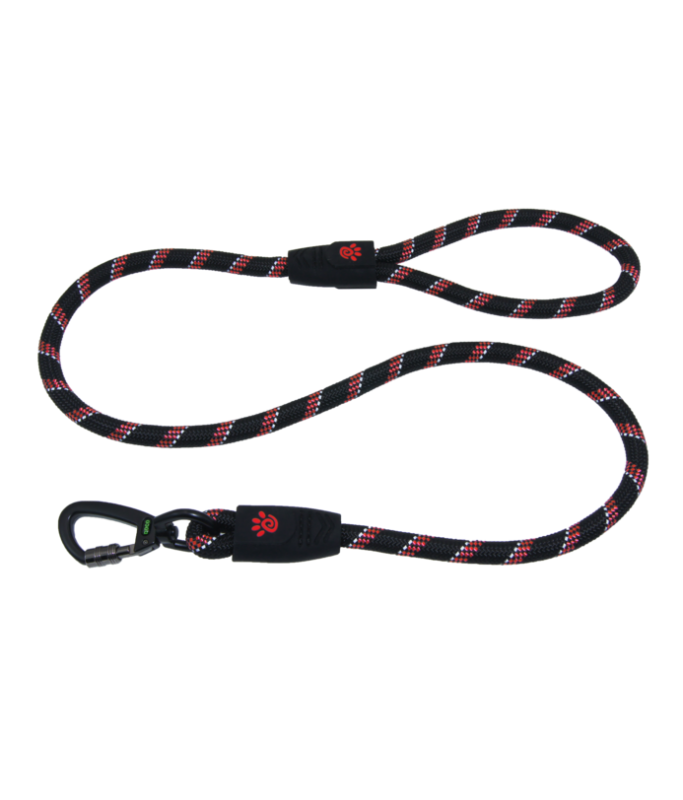 DOCO® Reflective Rope Leash Soft Rubber Handle Click & Lock Snap L, Maroon