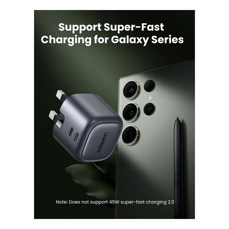 UGreen Nexode 45WPD GaN Foldable Fast Charger UK - Space Gray