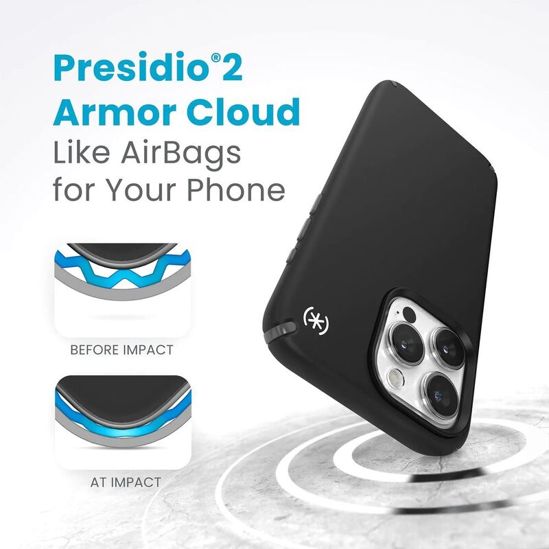 Speck Presidio2 Pro iPhone 15 Pro Max Case - Black/Slate Grey