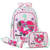 Eazy Kids - 17" Always Believe School Bag Combo - Pink - 3 Pc Set