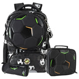 Eazy Kids 17” 3-Piece School Backpack Set for Kids – Football Design - Black