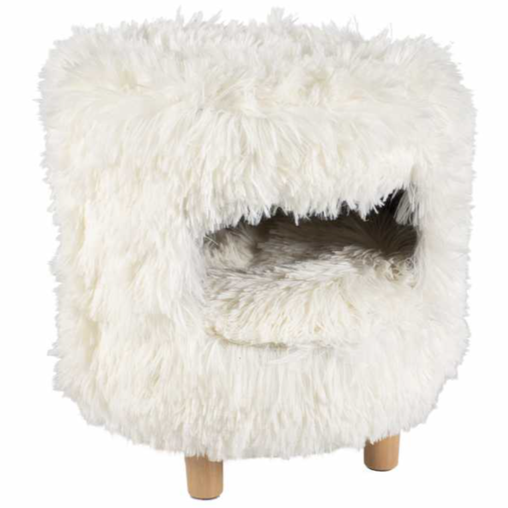 Duvo+ Cat House With Long Plush White