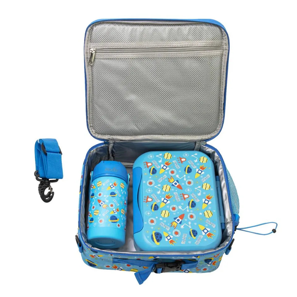 Moon - Kids Lunch Box Set With Insulated Bottle & Carry Bag With Strap - Rocket