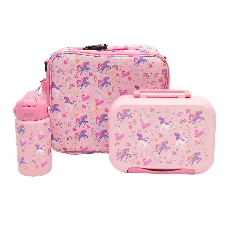 Moon - Kids Lunch Box Set With Insulated Bottle & Carry Bag With Strap - Unicorn