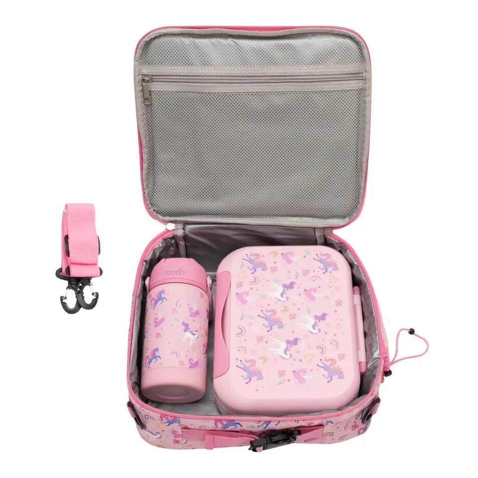 Moon - Kids Lunch Box Set With Insulated Bottle & Carry Bag With Strap - Unicorn
