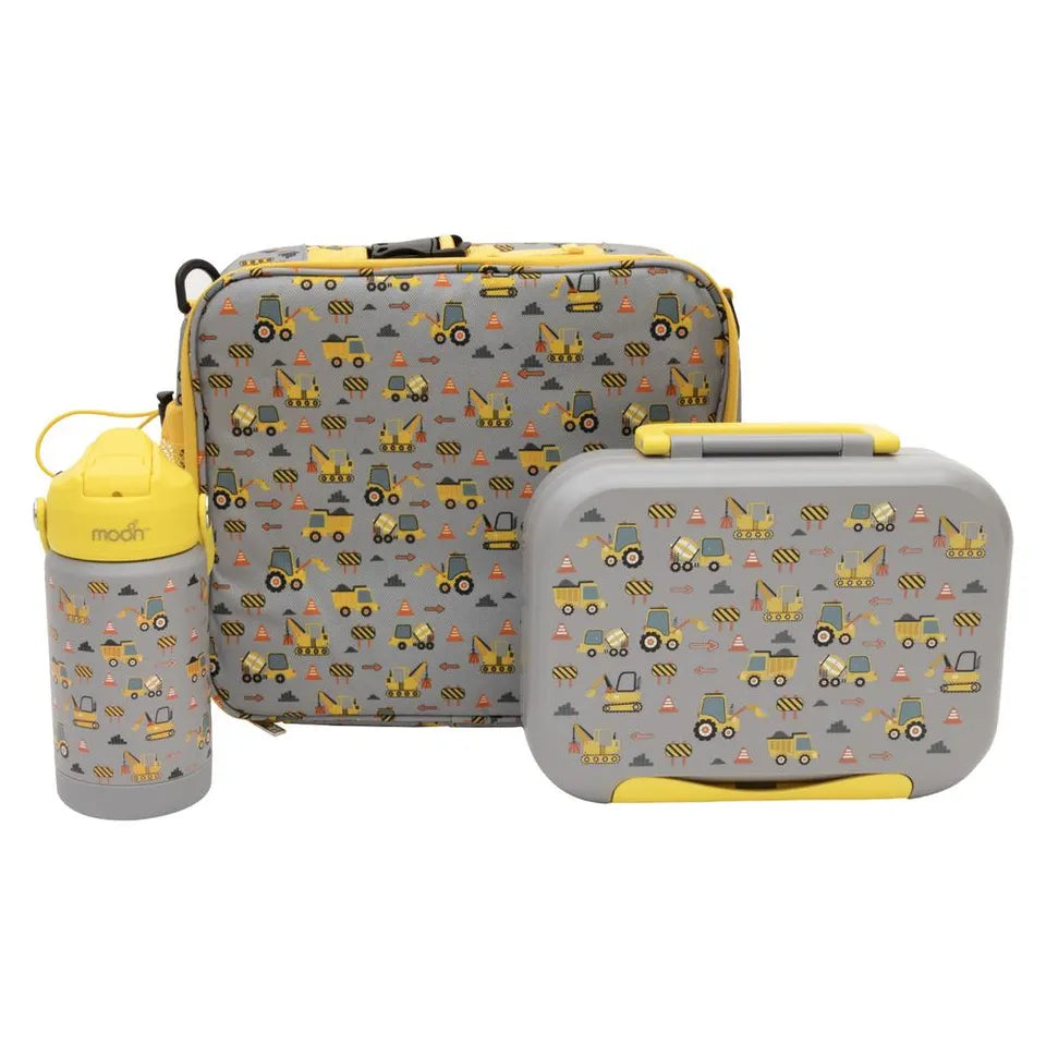 Moon - Kids Lunch Box Set With Insulated Bottle & Carry Bag With Strap - Vehicle