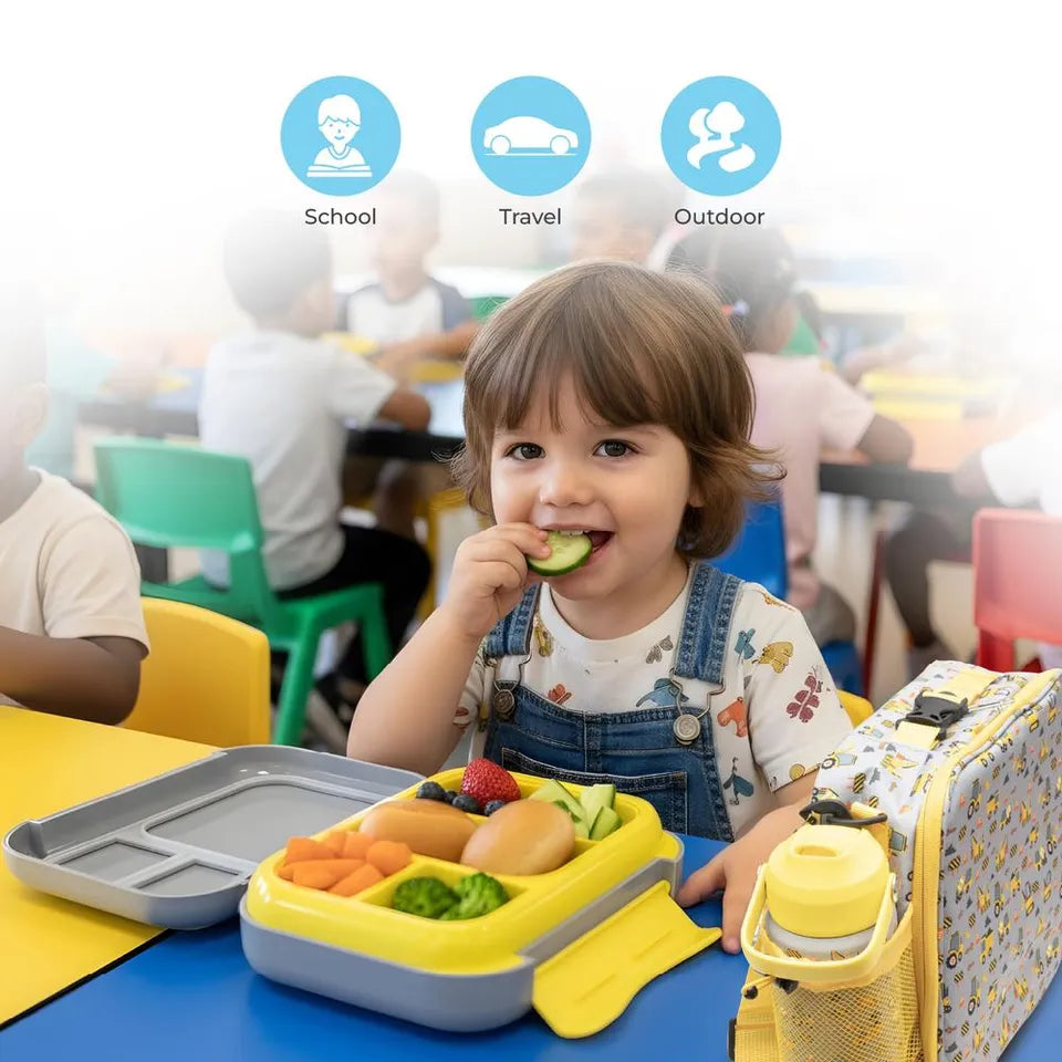 Moon - Kids Lunch Box Set With Insulated Bottle & Carry Bag With Strap - Vehicle