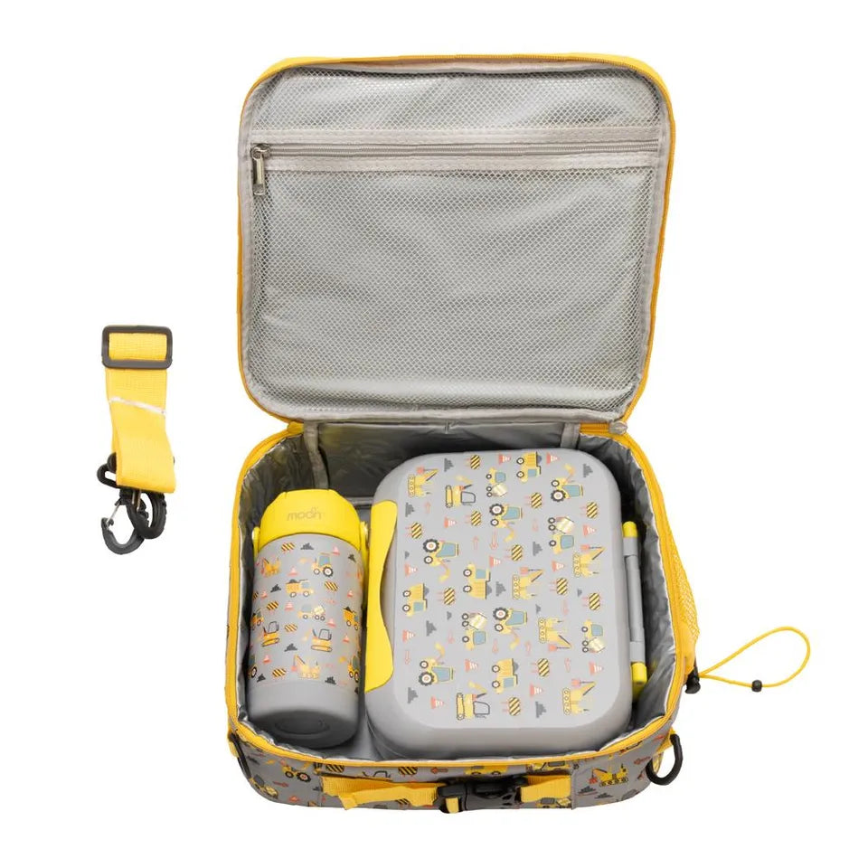 Moon - Kids Lunch Box Set With Insulated Bottle & Carry Bag With Strap - Vehicle