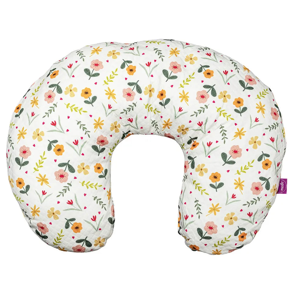 Moon - Portable Breast Feeding Pillow With Zippered Cover - Flowers