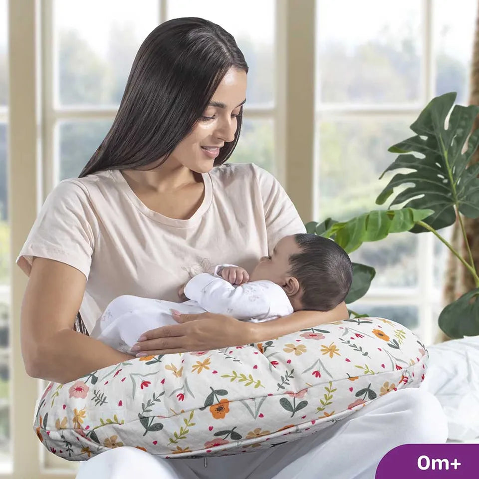 Moon - Portable Breast Feeding Pillow With Zippered Cover - Flowers