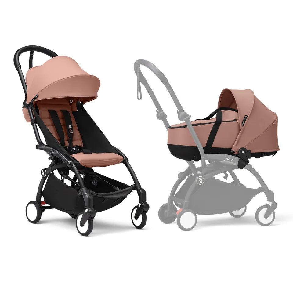 Stokke YOYO3 Frame Black + Newborn & 6+ Pack Bundle - Ginger