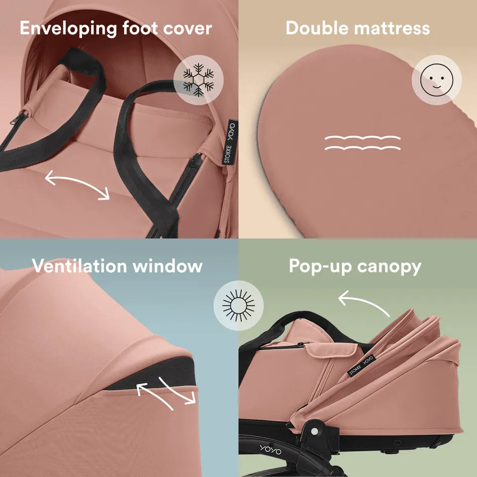 Stokke YOYO3 Frame Black + Newborn & 6+ Pack Bundle - Ginger