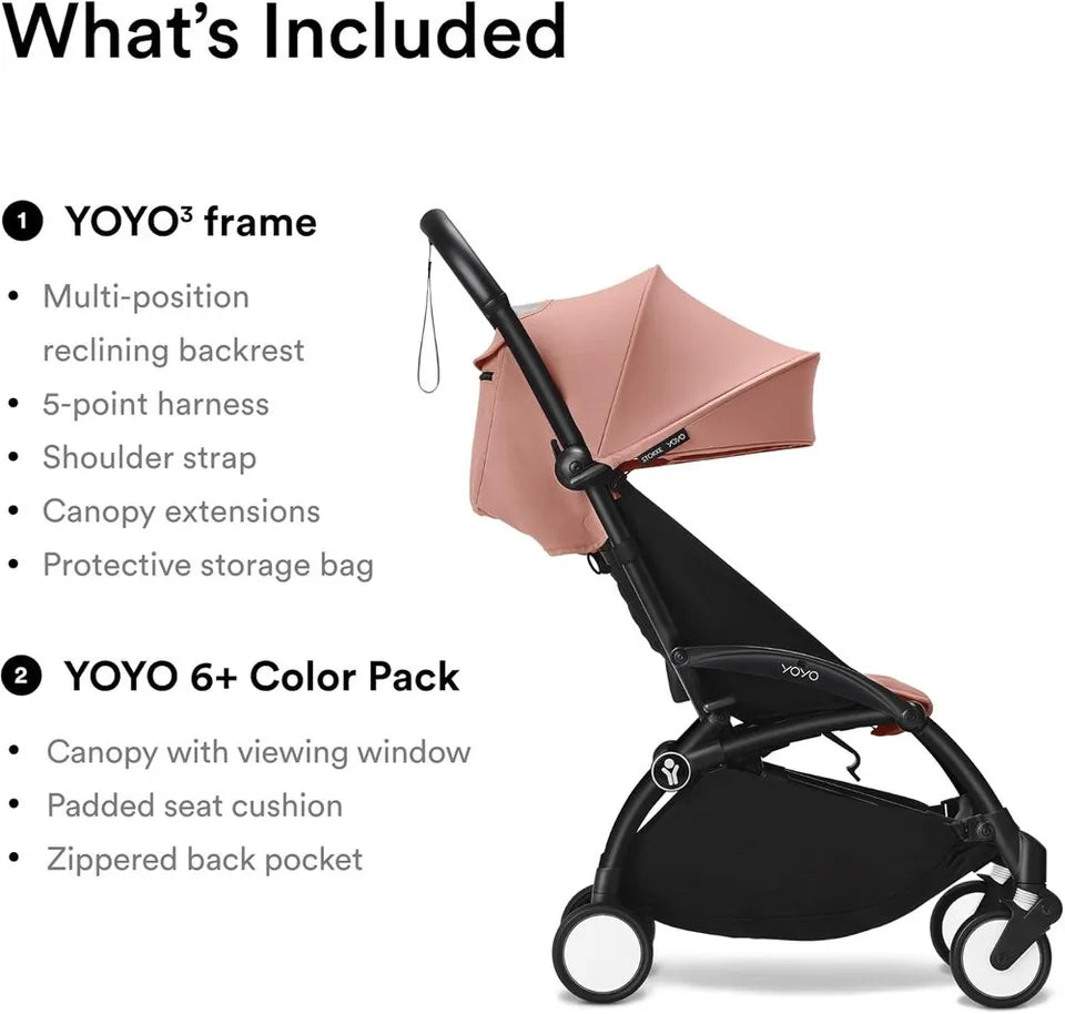 Stokke YOYO3 Black Frame & 6+ Ginger Bundle