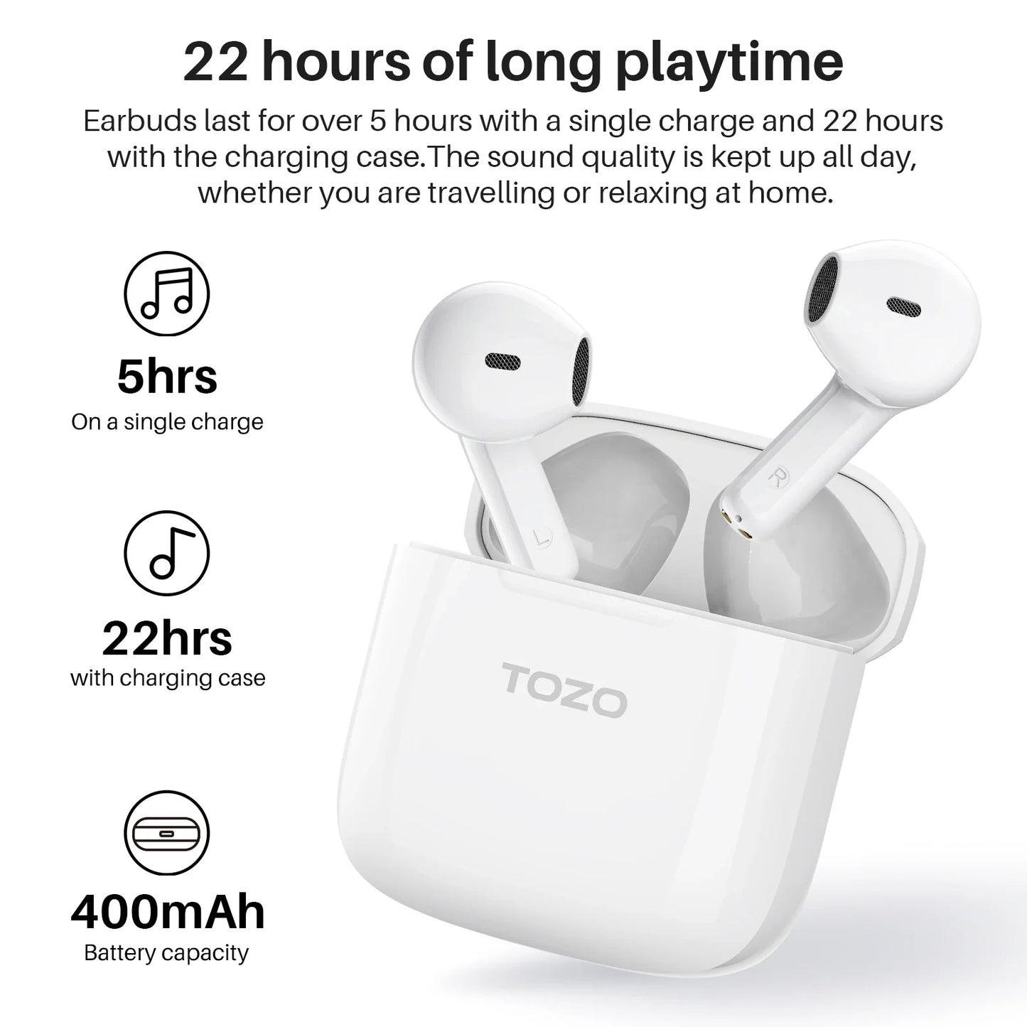 TOZO A3 Earbuds Pro White