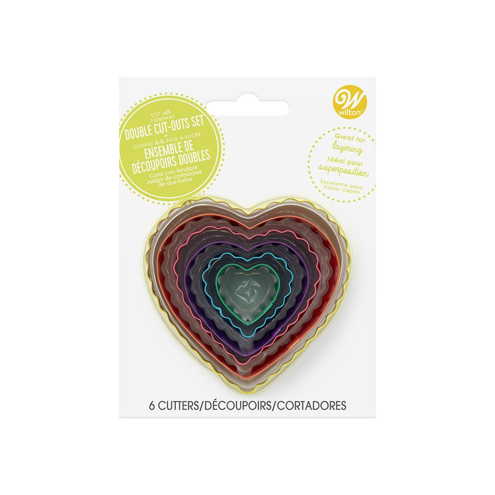قوالب فوندانت مزدوجة على شكل قلب من ويلتون، مجموعة من 6 قطع