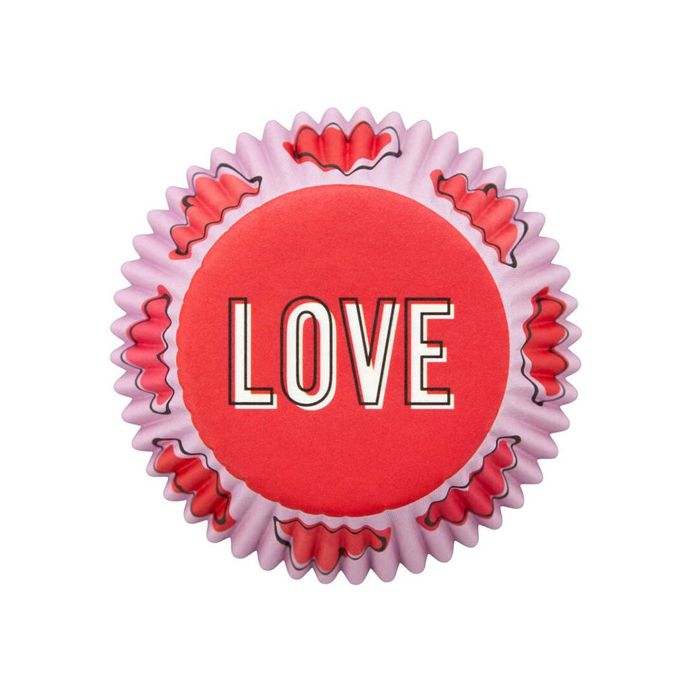 أكواب الخبز القياسية "Love" من Wilton باللونين الأحمر والوردي، مجموعة من 75 قطعة