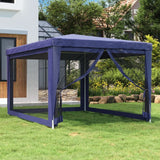 Party Tent with 4 Mesh Sidewalls Blue 3x4 m