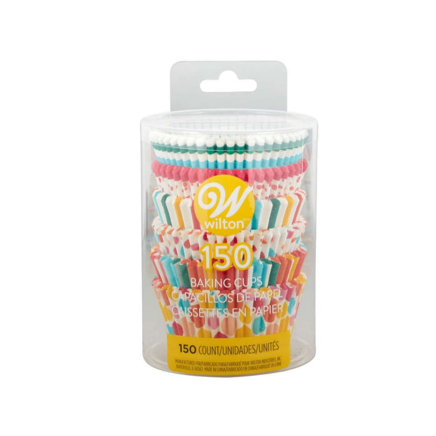 أكواب الخبز القياسية من ويلتون بألوان قوس قزح ومخططة ومنقطّة، مجموعة من 150 قطعة